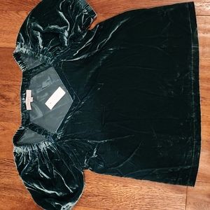 Loft Green Velvet Top, NWT